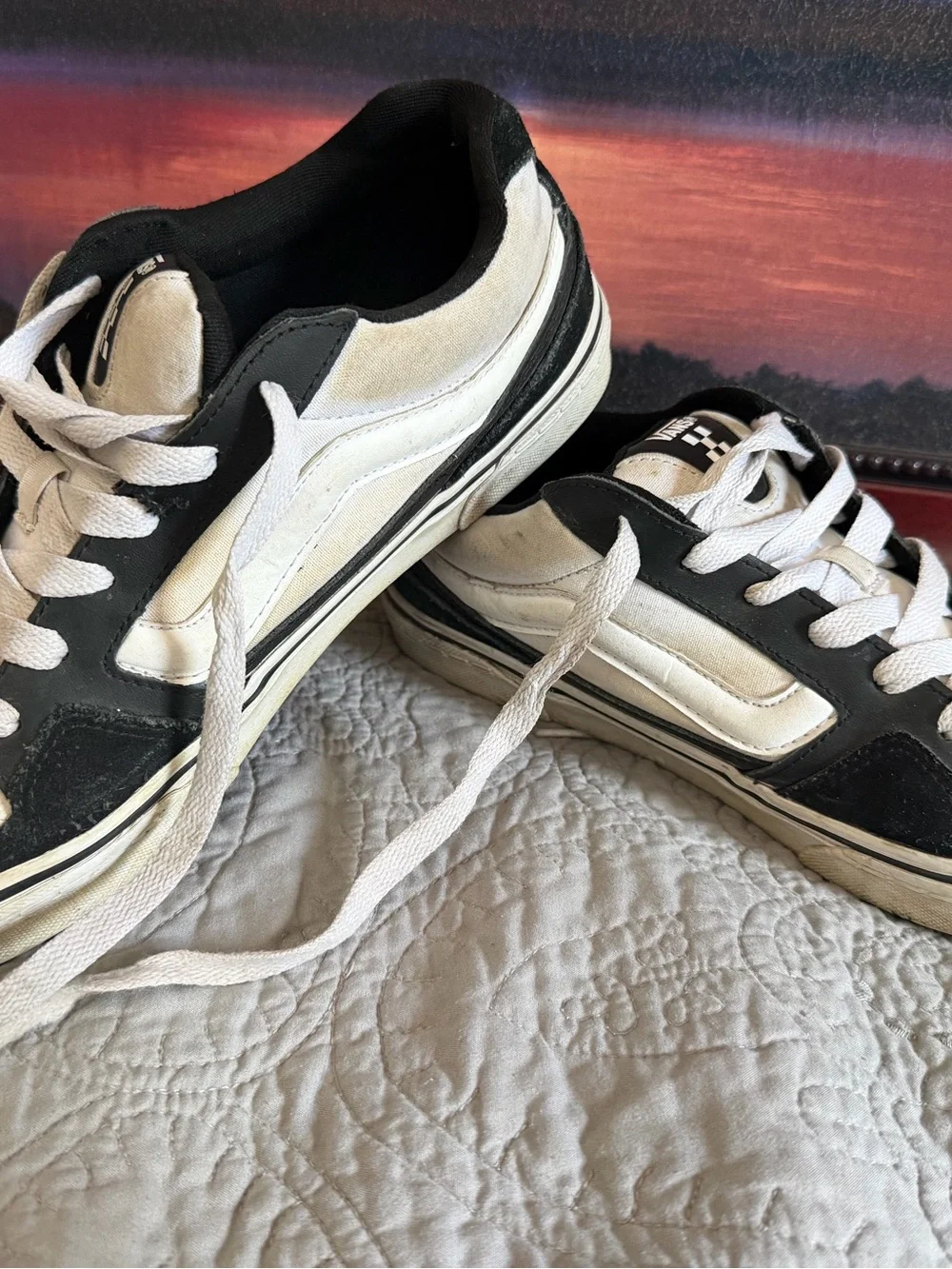 Vans men’s Black & White Low-Top Skate Sneakers